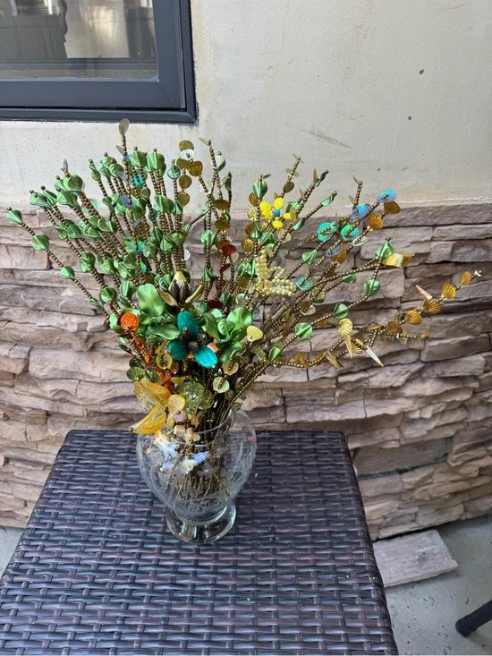 Green and Gold Decorative Floral Spray - Home Accents