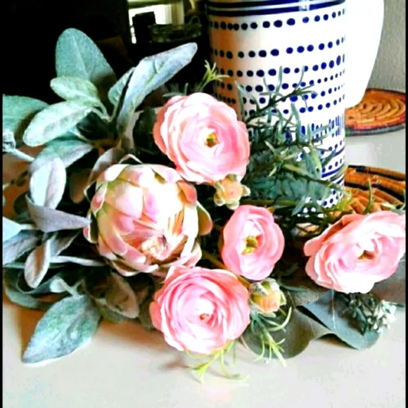 Hand Crafted Tropical Protea Faux Flower Accents Greens Final Sale