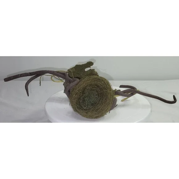 Artificial Bird Nest Decorative Branch Arrangement Green Rustic Woodland Decor
