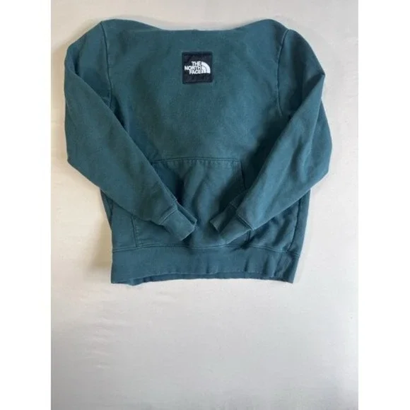 The North Face Men's XL Blue Solid Fleece Pullover Hoodie Logo Kangaroo Pocket