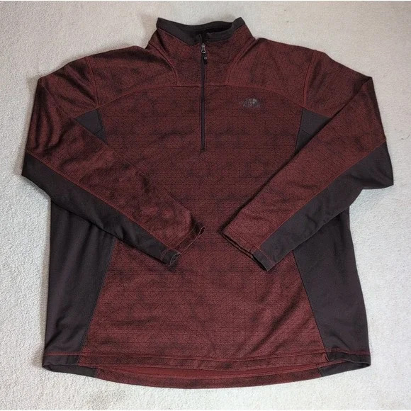 The North Face Performance Quarter Zip Fleece Jacket Mens XXL Burnt Orange