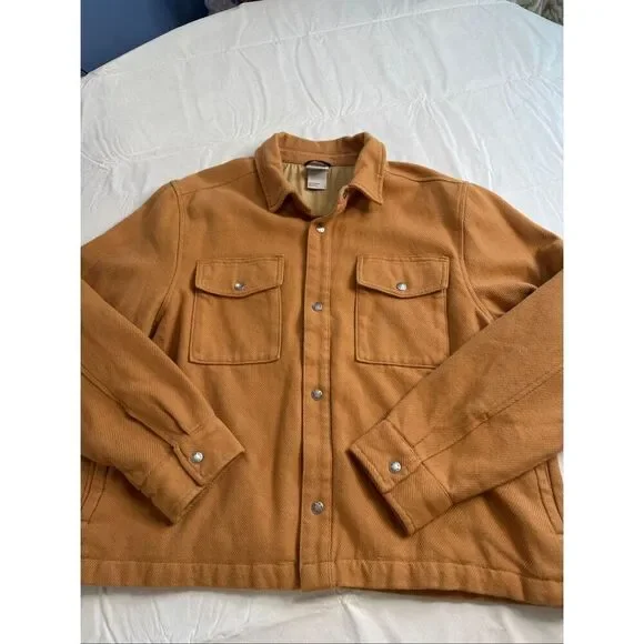 The North Face Heavyweight Shirt Jacket Shacket Snap Front Camel Brown Sz Large