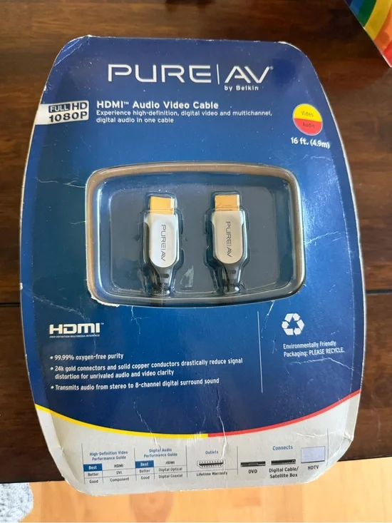 PURE|AV by Belkin HDMI Audio Video Cable - Blue Packaging