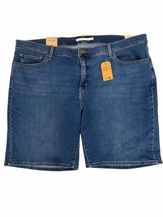 Levis Shaping Bermuda Shorts Tummy Control Stretch Medium Dark Wash 24W Plus NEW