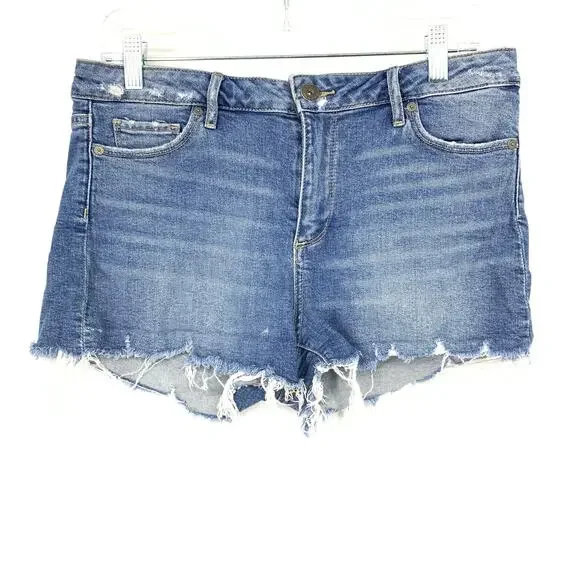 Paige Cut Off Denim Shorts Womens Size 29 Medium Wash Distressed