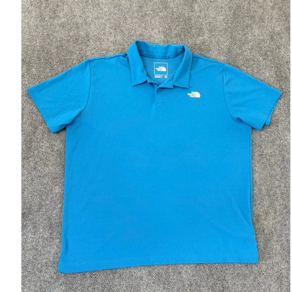 The North Face Mens Blue Short Sleeve Pique Performance Polo Shirt XXL 7656