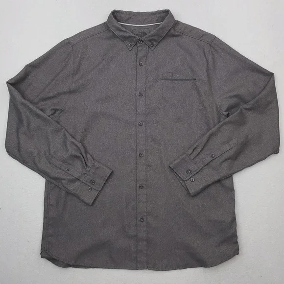 North Face Shirt Mens XL Gray Thermocore Twill Button Down Long Sleeve Outdoor