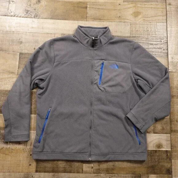 The North Face Full Zip Fleece Jacket Men’s XXL Gray Outdoor Casual‎