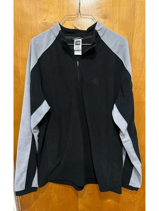 The North face black and gray fleece quarter zip pullover size large