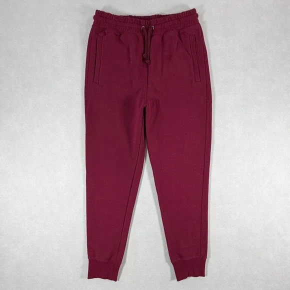 The North Face Mens Small Circular Design Jogger Sweatpants Burgundy Red