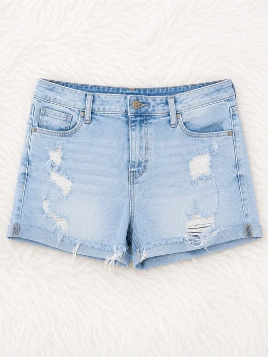 Altar’d State Distressed Denim Shorts Size 31 High Rise Light Wash Frayed