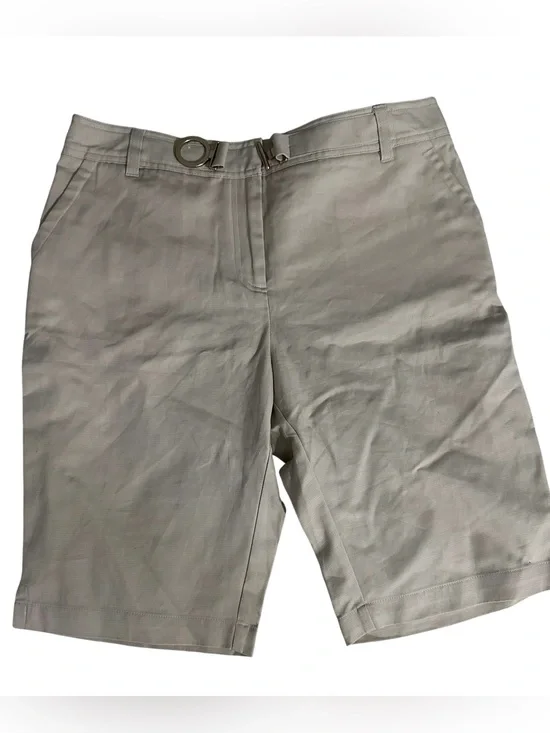 Charter Club Beige Bermuda Shorts with Gold-Tone Buckle Belt SZ 10 NWT