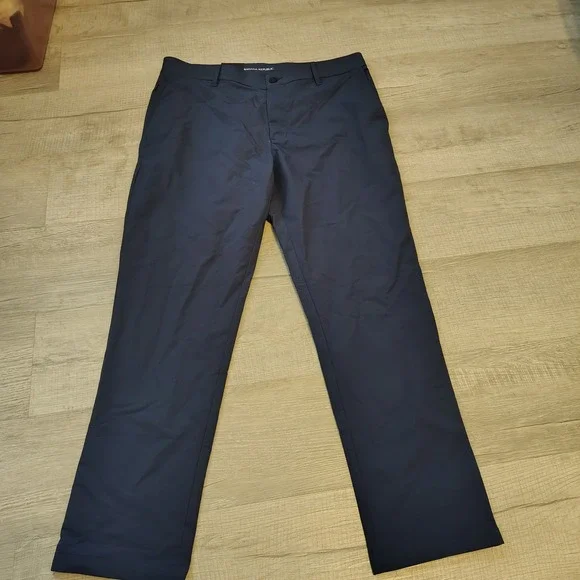 Banana Republic Mens Flat Front Performance Pants Blue Textured 34x30 1557516