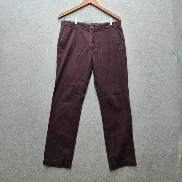 Banana Republic Men Pants 31X30 Burgundy Chino Twill Aiden‎ Button 28