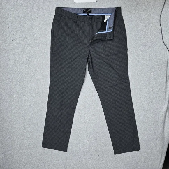 Banana‎ Republic Men Pants 33X30 Gray Striped Dress Pants Aiden Fit Dress Pants
