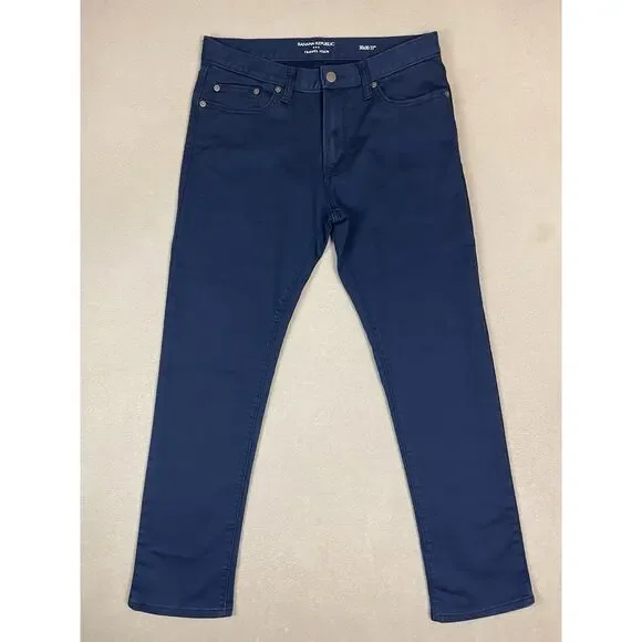 Banana Republic Traveler Jean Mens 30x30 Blue Slim Fit Stretch Mid Rise Washwell