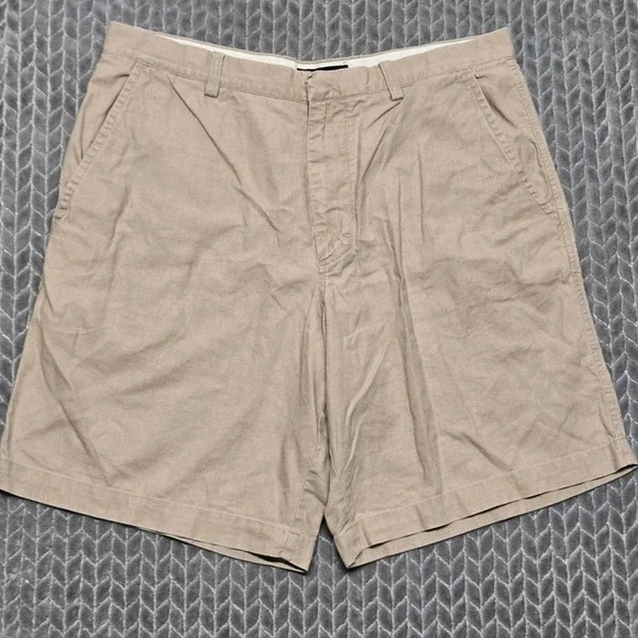 Banana Republic Mens Tan Linen Cotton Blend Flat Front Shorts Size 38 622418