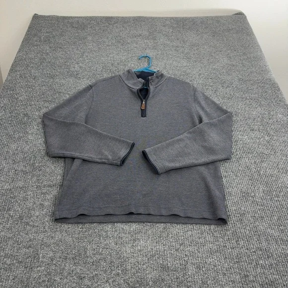 Banana Republic Quarter Zip Mens‎ L Gray Cotton Mock Neck Pullover Casual Style