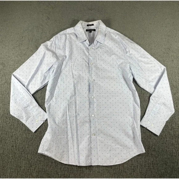 Banana Republic Slim Fit Non-Iron Dress Shirt Mens Large Blue Floral Print L/S