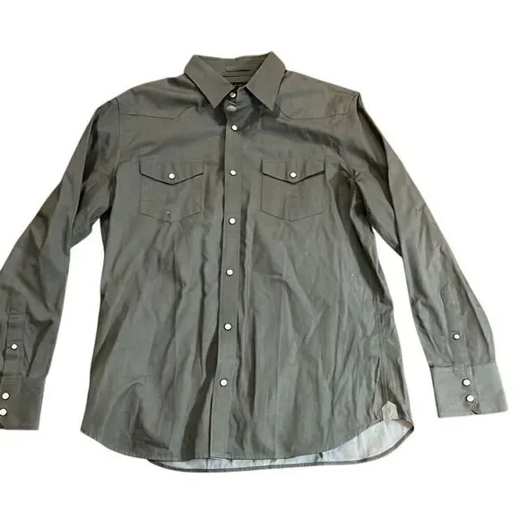 Banana Republic men’s western style long sleeve snap up shirt size large 16 to 1