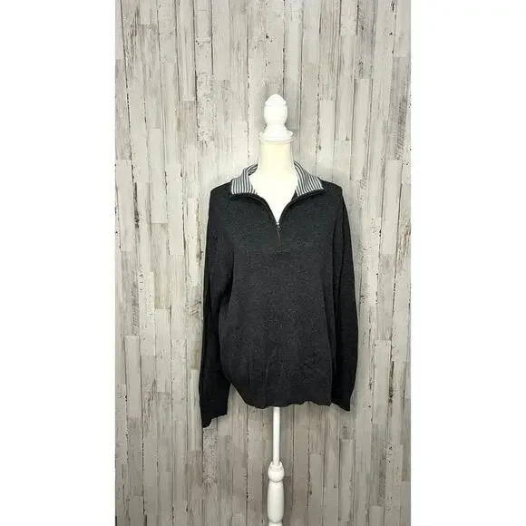 Banana Republic Men's Large Gray Quarter-Zip Pullover Sweater‎