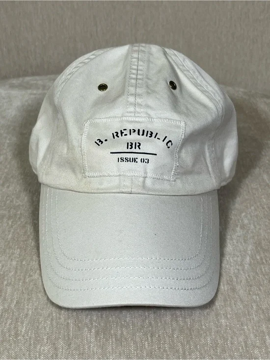 Banana Republic White Cotton Baseball Cap with Logo Patch