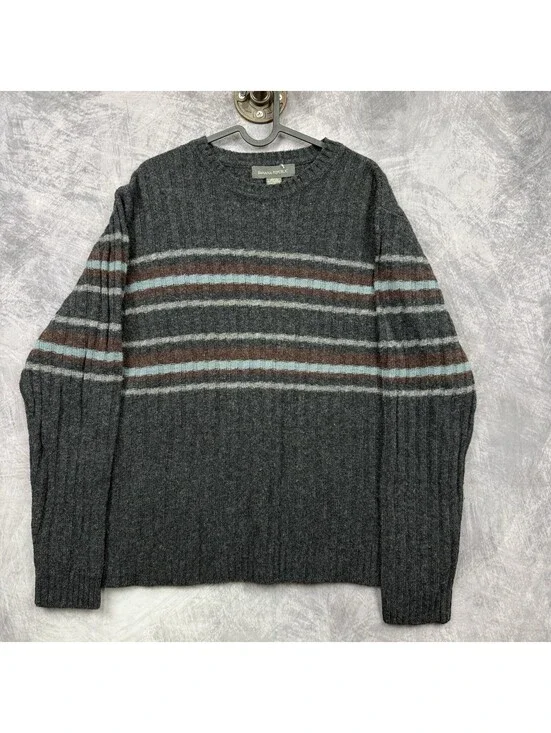 Vintage Banana Republic Sweater Men's M Lambs Wool  Grandpacore Ribbed Stripe
