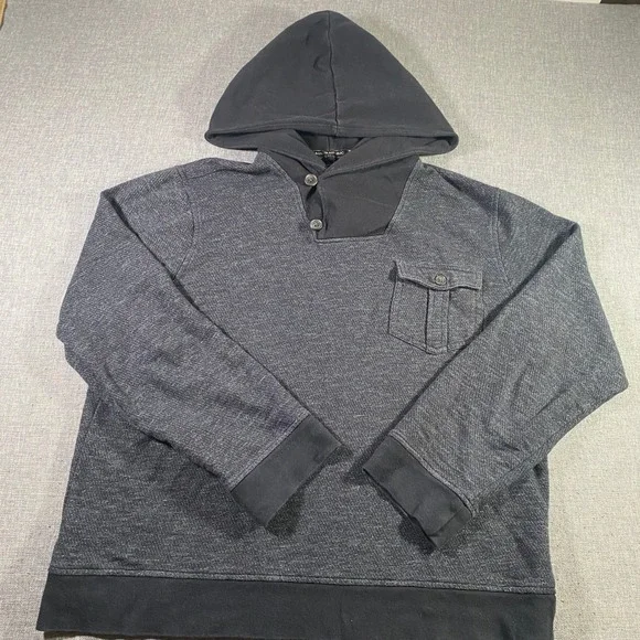 Banana Republic Hoodie‎ Menswear Inspired Pullover Two Button Gray L