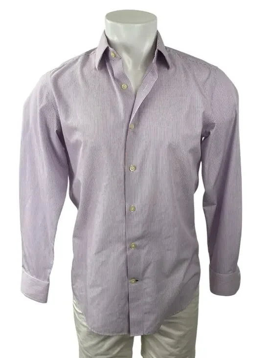 Banana Republic Men's Striped Collared Long Sleeve Slim Button Down Shirt Top S