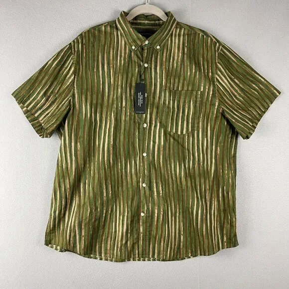 Banana Republic Shirt Mens XL Slim Fit Organic‎ Cotton Button Up Striped Eco NWT