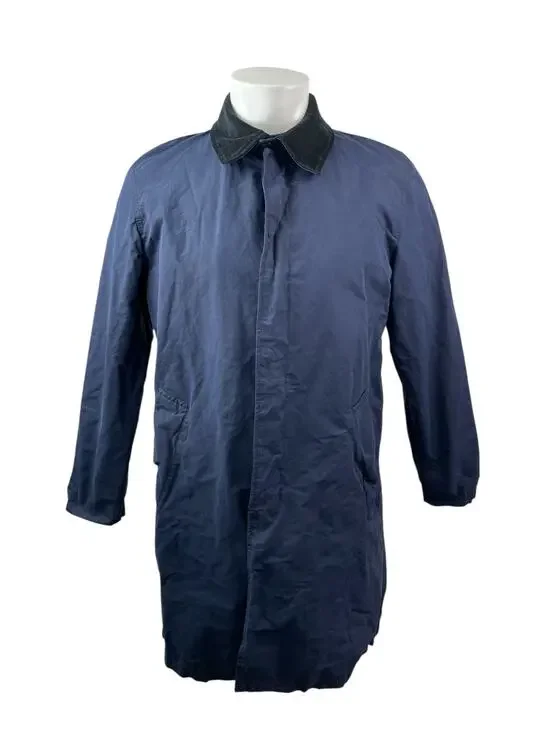 Banana Republic Men's Navy Blue Plaid Lined Long Sleeve Button Down Jacket Sz M