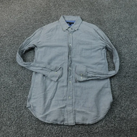 Banana Republic Shirt Mens M Blue Linen Chambray Slim Fit Button Up Long Sleeve