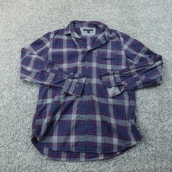 Banana Republic Shirt Mens M Blue Plaid Flannel Slim Fit Button Up Long Sleeve