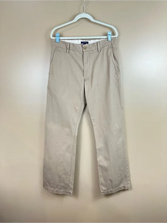 Banana Republic Boot Cut Chino Pants Mens 34x34 Khaki Tan 100% Cotton Classic