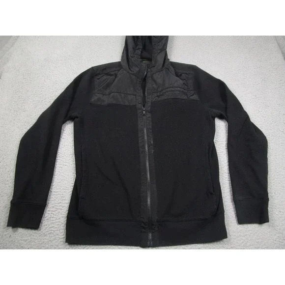 Banana Republic‎ Jacket Mens Large Black Hooded Full Zip Pockets Cotton Blend