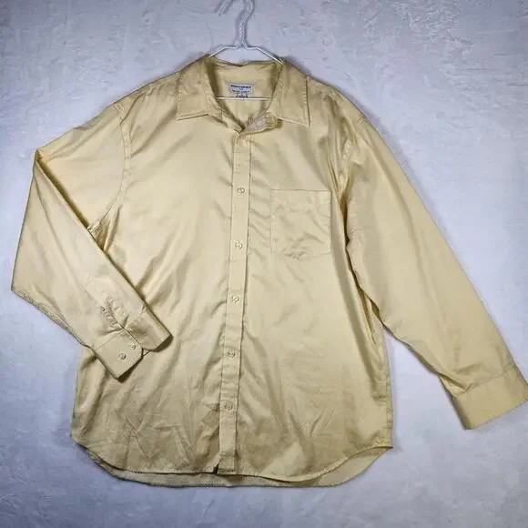 Banana Republic XXL Dress Shirt Yellow Classic Fit Non Iron 18–18.5 Button Front