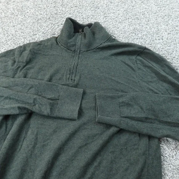 Banana Republic‎ Sweater Mens M Green Cotton Cashmere 1/4 Zip Mock Neck Pullover