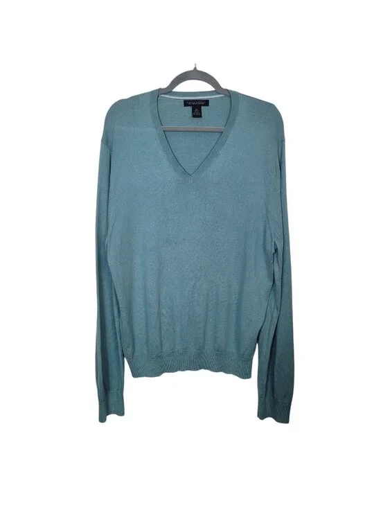 Banana Republic Silk Cotton Cashmere Blend V Neck Sweater Lightweight Spring XL