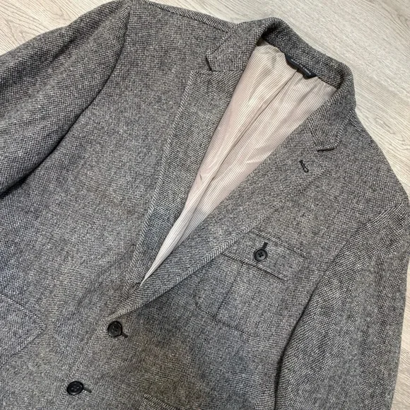 Banana Republic Sport Coat Mens 42S Gray Tweed Wool Blend Safari Blazer Jacket