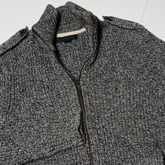Banana Republic‎ Factory Tweed Cardigan Jacket Full Dbl Zip Wool Blend Small