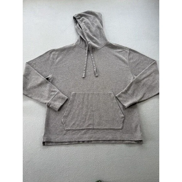 Banana Republic Mens M Gray Pullover Hoodie Sweatshirt Kangaroo Pocket Cotton