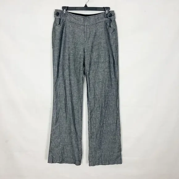 Banana Republic Womens Pants 8 Jackson Fit Linen Cotton Wide Leg Coastal Preppy