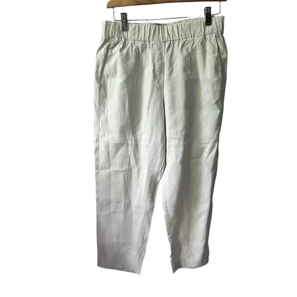 Babaton Linen Blend Pants Cream Elastic Waist Size‎ Small