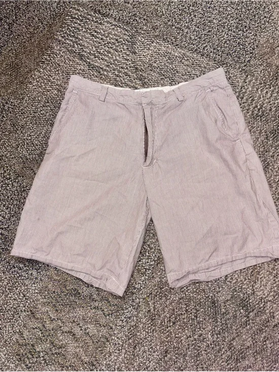 Banana Republic Brown Beige Micro Stripe Casual Cotton Shorts Men’s Sz 33. No Fl