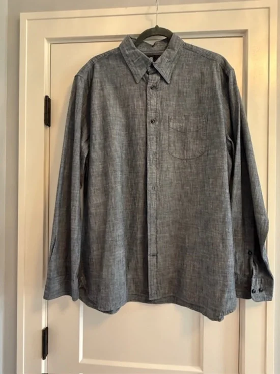 Banana Republic Men Large Standard Fit Cotton Charcoal Gray Shirt EUC