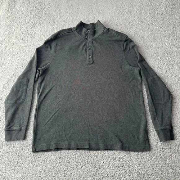 NEW Banana Republic Sweater Mens‎ 2XL XXL Gray Henley Thermal Pullover Outdoor