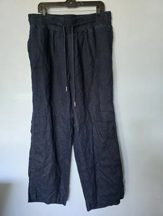 Quince European Linen Wide-Leg Pants Deep Navy XL