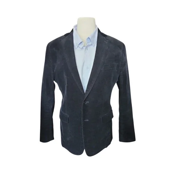 Banana Republic Old Money Tailored Fit  Blazer Mens 38R Black Corduroy 2 Button