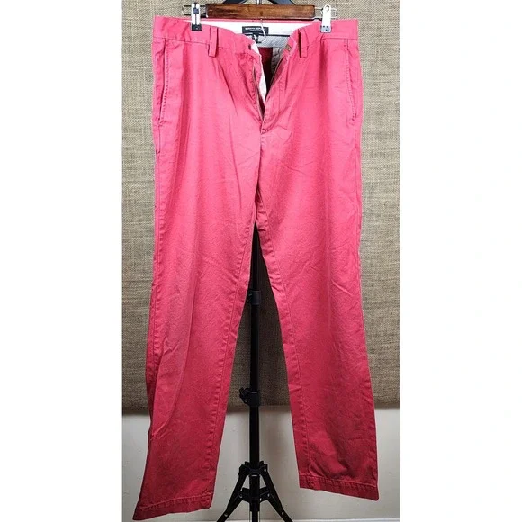 Banana Republic Emerson Chino Mens 34x34 Red Straight Leg Cotton Pants