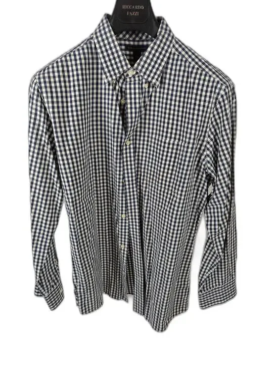 Men’s Banana Republic Dress Shirt Navy White Gingham Large